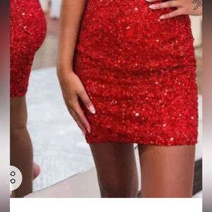 Bright red sparkle dress